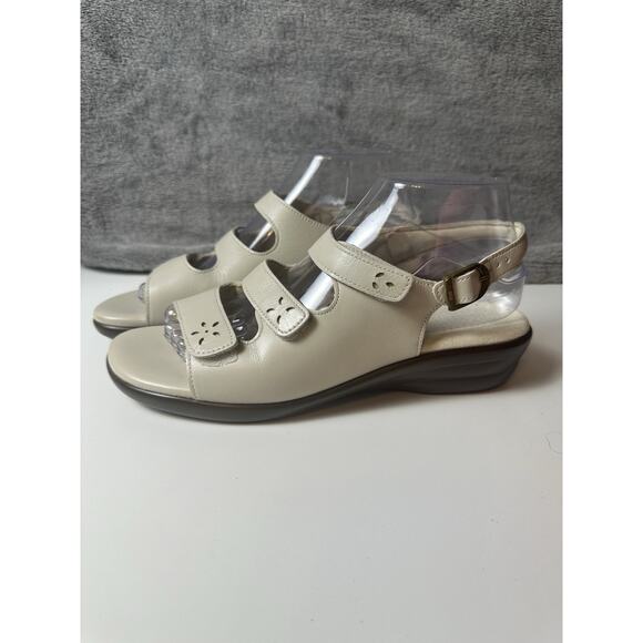 SAS Tripad Womens Cream Tan Bone Taupe Leather Three Strap Comfort Sandals 8.5 - Picture 3 of 16